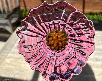 Magenta flameworked glass flower