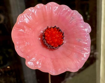 Pink flameworked glass flower