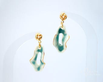 Handmade Ceramic Earrings: Geometric Porcelain Jewelry, Sterling Silver Studs