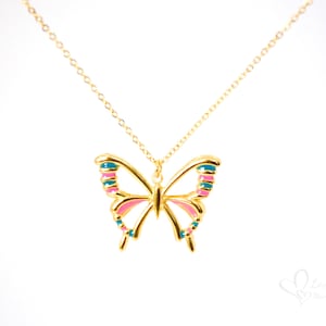 Butterfly Enamel Pendant Necklace,Hollow butterfly jewelry,nature inspired,minimalist butterfly Necklace,handmade gift,birthday gift, HN3