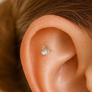 Titanium Tiny CZ Stud Earring • Flat Back Earring • Tragus Stud • Helix Stud • Cartilage Stud • Nose Stud • 18G/16G Internally threaded