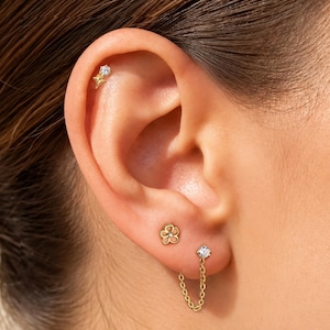 Titanium Flat Back Stud Earrings • Custom Ear Stack Set • Tragus Stud • Helix Stud • Cartilage Stud • Push pin • 20G/18G/16G