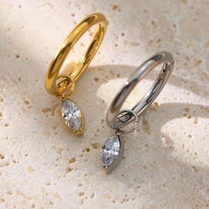 Titanium Dangle Huggie Earring • Rook Piercing • Tragus Hoop • Helix Hoop • Cartilage Hoop