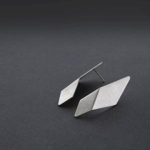 Sterling Silver Geometric Earrings, Architectural Earrings, Triangle Drop Earrings, Minimalist Silver Earrings, Statement Earrings