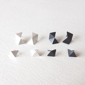 Set of 4 Stud Silver Earrings, Geometric Stud Earrings Set, Minimalist Silver Earrings, Small Pentagon Stud, Statement Silver Earrings