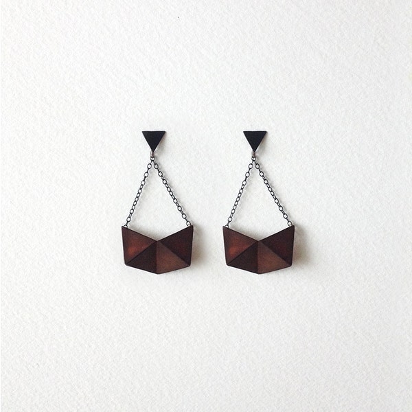 Geometric Dangle Earrings, Geometric Silver Earrings, Dangle Silver Earrings, Copper Earrings, Statement Dangle Earrings