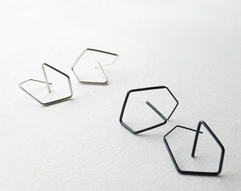 Geometric Sterling Silver Earrings, Minimalist Earrings, Silver Hook Earrings, Silver Drop Earrings, Statement Earrings, Sculptural Earrings