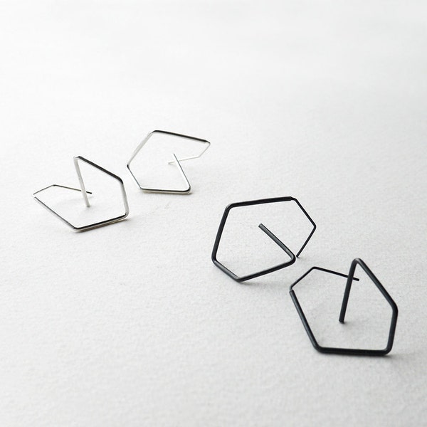 Geometric Sterling Silver Earrings, Minimalist Earrings, Silver Hook Earrings, Silver Drop Earrings, Statement Earrings, Sculptural Earrings