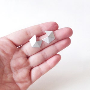 Sterling Silver Stud Earrings, Small Geometric Silver Earrings, Silver Minimalist Earrings, Small Pentagon Stud image 4