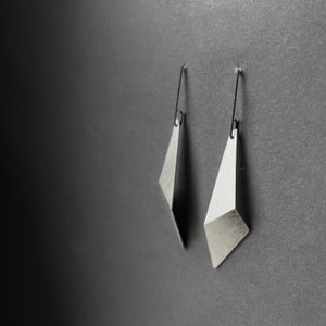 Geometric Hook Earrings, Geometric Silver Earrings, Triangle Drop Earrings, Statement Earrings, Minimalist Earrings, Sculptural Earrings image 5