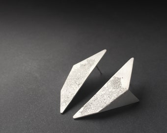 Statement Triangle Earrings, Geometric Silver Earrings, Triangle Silver earrings, Minimalist Silver Earrings, Statement Silver Earrings