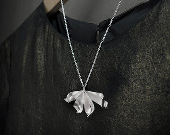 Sterling Silver Flower Charm Necklace: Botanical Pendant, 20" Chain