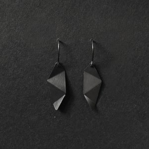 Silver Drop Earrings, Geometric Drop Earrings, Silver Hook Earrings, Statement Silver Earrings, Minimalist Silver Earrings, Gift for Her
