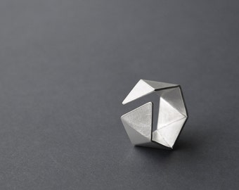 Geometrischer Silberring, Sterling Silberring, Hexagon Ring, facettierter Silberring, Statement Silberring, Herrenring Silber Minimalistischer Ring