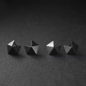 Sterling Silver Stud Earrings, Small Geometric Silver Earrings, Silver Minimalist Earrings, Small Pentagon Stud image 1