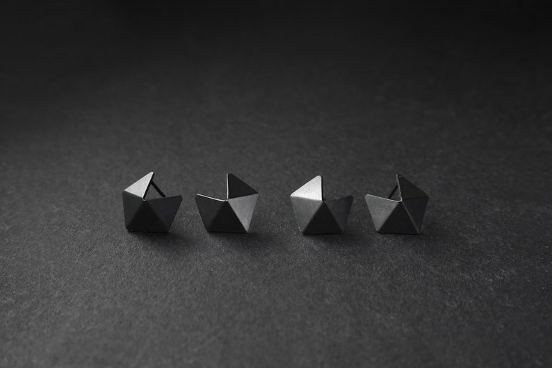 Sterling Silver Stud Earrings, Small Geometric Silver Earrings, Silver Minimalist Earrings, Small Pentagon Stud image 1