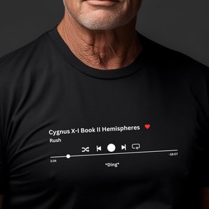 Rush 'Ding' Music Player T-Shirt: Cygnus X-1 Hemispheres Fan Tee