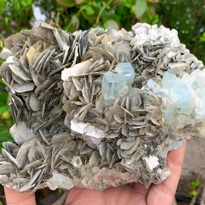 Exceptionally Beautiful High Quality Aquamarine Specimen with Flower Mica from Shigar Valley Pakistan, Old Collection Piece, 1257 Grams