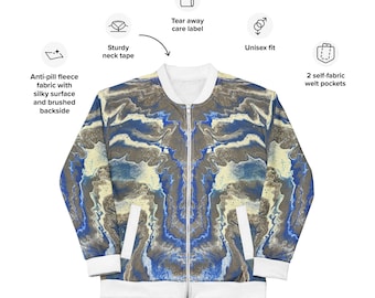 Blue and White - Abstract Jacket – Bold All-Over Print Streetwear – Statement Fashion