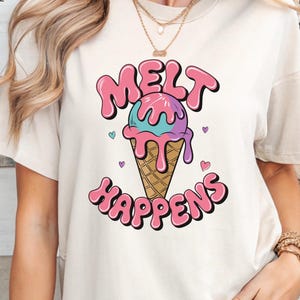 Funny Ice Cream Shirt - Happens t-shirt - Foodie gift t-shirt for Summer - Pastel Aesthetic Shirt - National Ice Cream Day Outfit