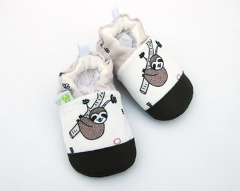 Eco-Canvas Vegan Sloths / non-slip soft sole shoes / made to order / babies toddlers preschool