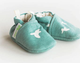 Organic Knits Vegan Flight in Mineral / All Fabric Soft Sole Baby Shoes / Made to Order / Babies