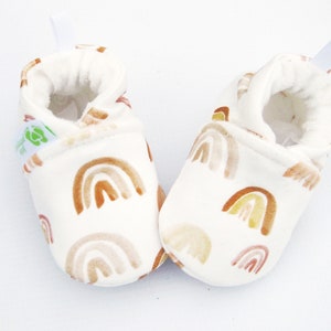 Organic Knits Earth Rainbow / All Fabric Vegan Soft Sole Baby Shoes / Made to Order / Babies Booties Shower Gift