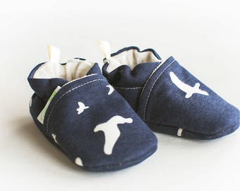 Organic Knits Vegan Flight in Dusk / All Fabric Soft Sole Baby Shoes / Made to Order / Babies