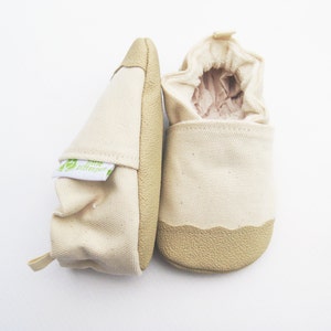 Organic Vegan Heavy Canvas Natural / non-slip soft sole baby shoes / made to order / Babies Toddler Preschool