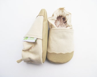 Organic Vegan Heavy Canvas Natural / non-slip soft sole baby shoes / made to order / Babies Toddler Preschool