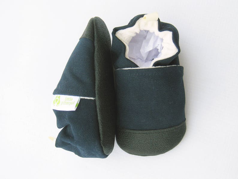 Organic Vegan Heavy Canvas Navy / non-slip soft sole baby shoes / made to order / babies toddlers preschool image 3