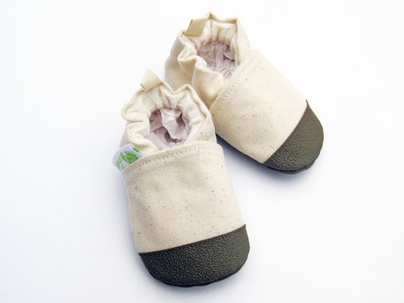 Organic Vegan Heavy Canvas Natural With Brown Non slip Soft Sole Baby Shoes Made to Order Babies Toddler Preschool Etsy Canada