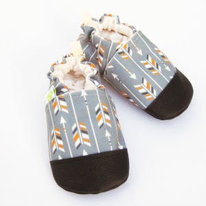 Eco-Canvas Vegan Arrows In Charcoal / non-slip soft sole baby shoes / made to order / Babies Toddlers Preschool