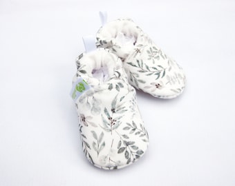 Organic Knits Vegan Eucalyptus / All Fabric Soft Sole Baby Shoes / Made to Order
