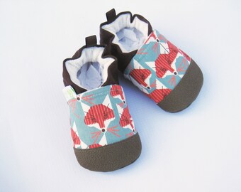 Organic Vegan Charley Fox in brown / non-slip baby shoes / made to order / babies toddlers preschool