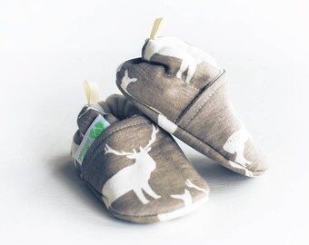 Organic Knits Vegan Elk Grove / Zapatos de bebé de tela con suela blanda / Hechos a pedido