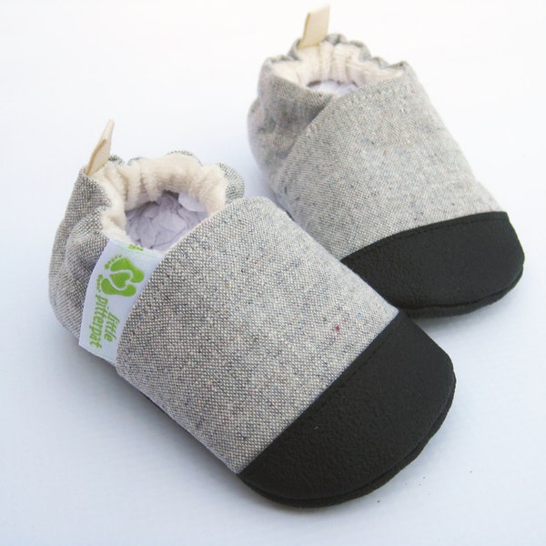Orgánico Vegano Reciclado Cáñamo Algodón / Suelas suaves antideslizantes zapatos de bebé / hecho a la orden / bebés niños pequeños