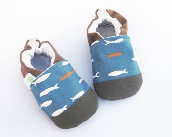 Organic Vegan Salmon Run with paprika / non-slip soft sole baby shoes / made to order / Babies Toddlers Preschool