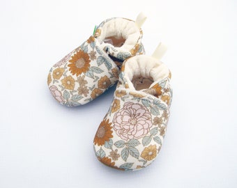 Organic Knits Vegan Golden Girl / All Fabric Soft Sole Baby Shoes / Made to Order