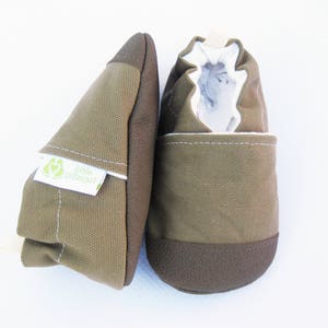 Organic Vegan Heavy Canvas Khaki / non-slip soft sole shoes / made to order / babies toddlers preschool