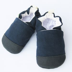 Organic Vegan Heavy Canvas Navy / non-slip soft sole baby shoes / made to order / babies toddlers preschool image 2