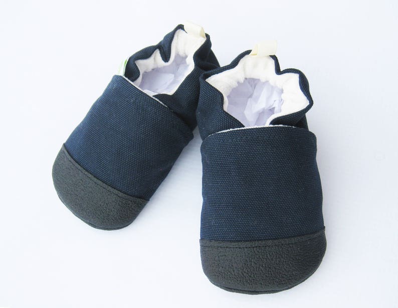 Organic Vegan Heavy Canvas Navy / non-slip soft sole baby shoes / made to order / babies toddlers preschool image 2