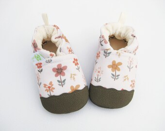 Eco-Canvas Vegan Floxglove Floral / non-slip soft sole shoes / made to order / babies toddlers preschool