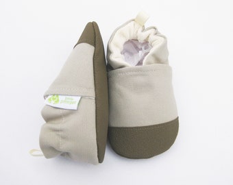 Organic Canvas Baby Shoes in Limestone: Vegan Non-Slip Toddler First Walkers