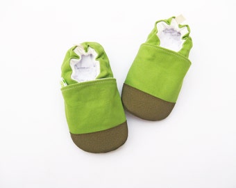 SALE Organic Heavy Canvas Avocado Green / non-slip soft sole shoes / made to order / babies toddlers preschool