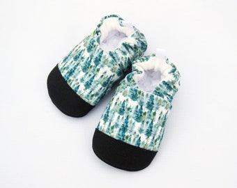 Eco-Canvas Forest Trees Baby Shoes: Vegan Non-Slip Toddler Moccasins