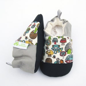 SALE Organic Vegan Raccoon and Toadstool / non-slip soft sole shoes / made to order / Babies Toddlers Preschool image 4