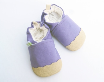 Zapatos de lona orgánica para bebé: lavanda, antideslizantes, primeros pasos para niños pequeños