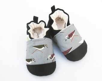 Organic Vegan Sand Pipers in Grey / non-slip soft sole baby shoes / made to order / Babies Toddlers Preschool