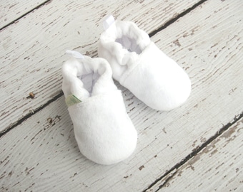 Organic Cotton Velour Baby Shoes: Vegan Christening All Fabric Booties